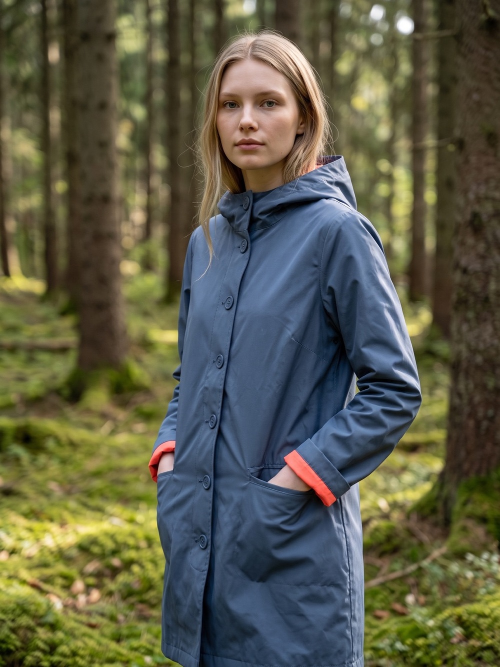 Brooks Brothers Navy Blue Hooded Rain Coat